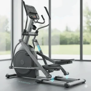 Diagram of the adjustable stride length feature found on premium commercial grade ellipticals.