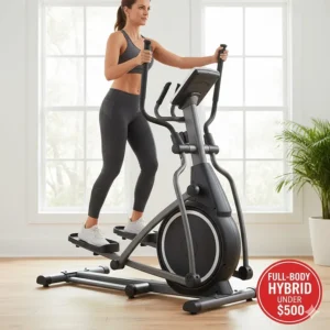 A 2-in-1 elliptical and stepper hybrid machine offering a full-body cardio workout for under $500.