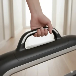 Close-up illustration of a lightweight elliptical machine with a built-in handle for easy transport.