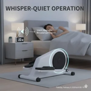 Graphic depicting the whisper-quiet magnetic resistance system of a top-rated mini elliptical.