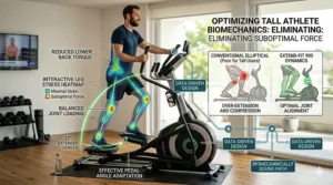 Close-up of adjustable pedals on an elliptical for tall people allowing for custom foot placement and comfort.