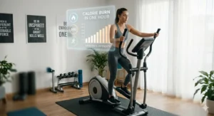 Graphic comparing calories burned per hour on an elliptical versus a treadmill at high intensity.