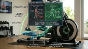 Vertical clearance guide for an elliptical for tall people showing necessary ceiling height for safety.