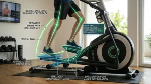 Illustration of an ergonomic elliptical frame designed specifically for the body proportions of tall athletes.