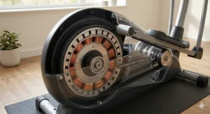 Diagram of a silent magnetic resistance drive system on a home elliptical.