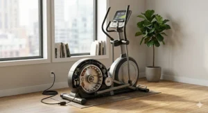 Space-saving elliptical design featuring an internal electronic resistance motor for a sleek profile.