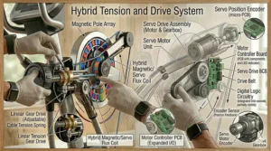 Exploded view of the individual components of a standard elliptical resistance knob assembly.
