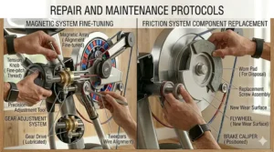 Illustration of a screwdriver tightening a loose tension knob assembly on an elliptical console.
