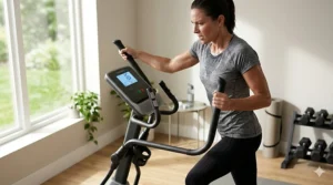 Athlete using the maximum 16-level resistance setting for a high-intensity interval training (HIIT) session.