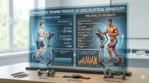 Comparison chart showing how 24 resistance levels accommodate both beginners and advanced athletes.