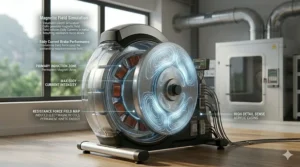 Visual representation of the magnetic field generated by an ECB system to create resistance on an elliptical flywheel.