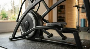 Wide, non-slip pedals on a high-capacity 375-pound weight limit elliptical.