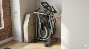 A 275 pound elliptical machine designed for efficient home space saving.
