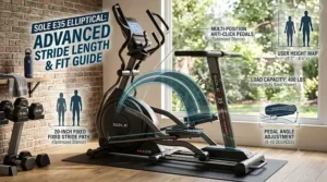 Illustration showing optimal stride length on a 400 pound elliptical machine.