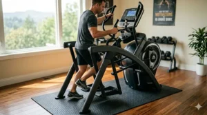 Person using a 350 pound elliptical machine for a smooth, low-impact workout.