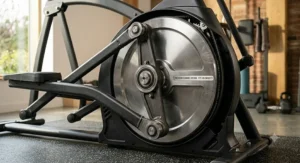 Precision-engineered flywheel system for a smooth 375-pound capacity elliptical.