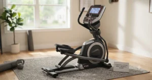 A compact elliptical machine design perfect for small home gym spaces.
