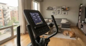 Clear digital display on an elliptical for home family use tracking workout progress