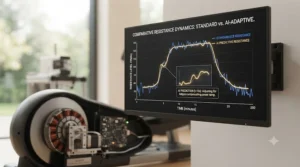 A performance graph comparing standard ECB resistance with AI-powered predictive resistance curves during high-intensity training.