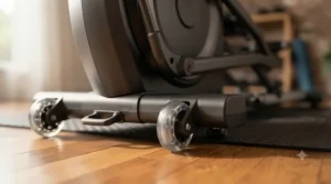 Front transportation wheels for easy moving of the elliptical machine.