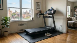Using a treadmill noise reduction pad as an anti-vibration mat for treadmill in upstairs apartment high-rise condo
