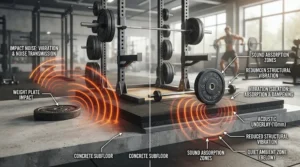 Demonstrating motor sound dampening with an anti-vibration mat for treadmill in upstairs apartment unit