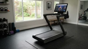 Durable commercial elliptical machine in an apartment complex fitness room