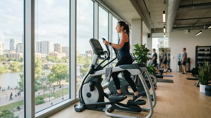 Modern elliptical for corporate wellness room setup encouraging employee active lifestyle