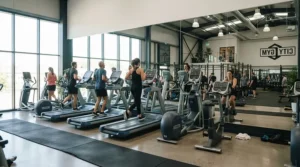 Dedicated cardio zone in a boutique hotel fitness center equipped with premium elliptical trainers