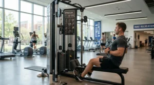 A heavy use elliptical for college dorm gym designed to withstand continuous daily student workouts.