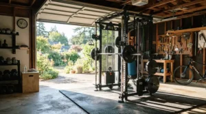 UV-resistant cover for elliptical machine in garage gym preventing sun fade near open doors
