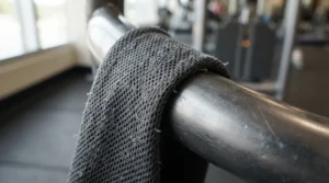 A close-up view of a breathable mesh dust cover for elliptical machine indoors preventing allergen buildup.