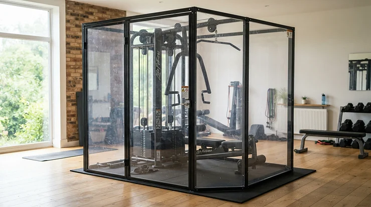 Heavy-duty waterproof vs dust cover for home gym equipment protecting a multi-station weight machine.